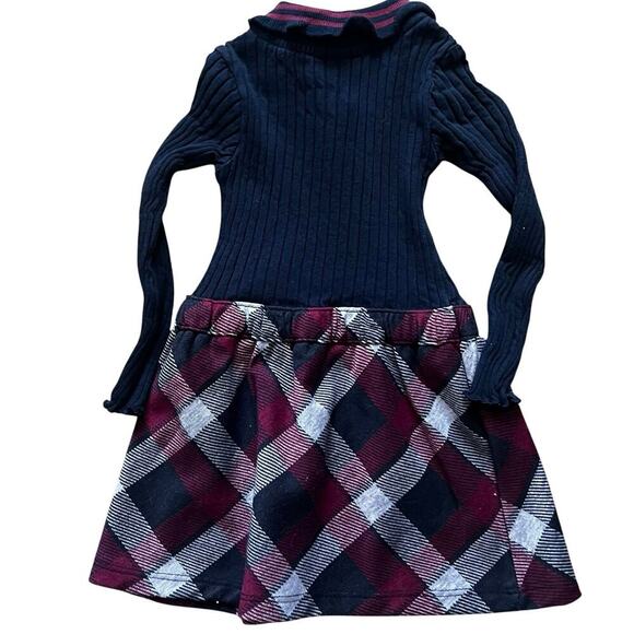 Tommy Hilfiger Toddler Fall/Winter Plaid Sweater Dress Navy Blue Red Size 2T - Picture 2 of 6